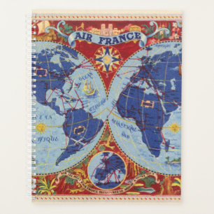 Air France Karte der Welt Planer