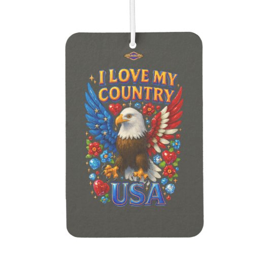 Air Freshener Design: I Love My Country - USA Autolufterfrischer (Vorderseite)