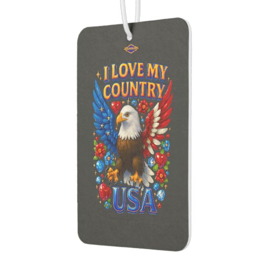 Air Freshener Design: I Love My Country - USA Autolufterfrischer (Links)