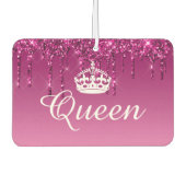 Air Freshener - Queen Crown Tropfen Glitzer Magent Autolufterfrischer (Vorderseite)