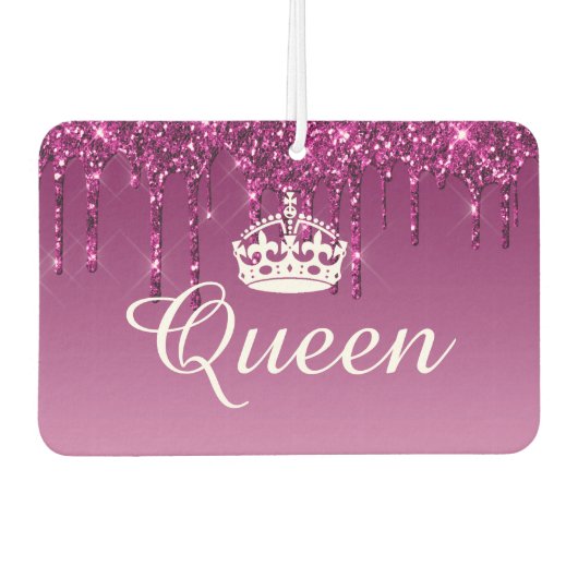 Air Freshener - Queen Crown Tropfen Glitzer Magent Autolufterfrischer (Vorderseite)