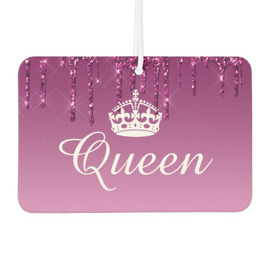 Air Freshener - Queen Crown Tropfen Glitzer Magent Autolufterfrischer (Vorderseite)