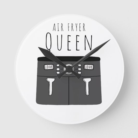 Air Fryer Queen Runde Wanduhr (Vorderseite)