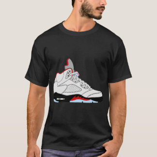 Air Jordan V (5) Feuerrot-Silberzunge T-Shirt