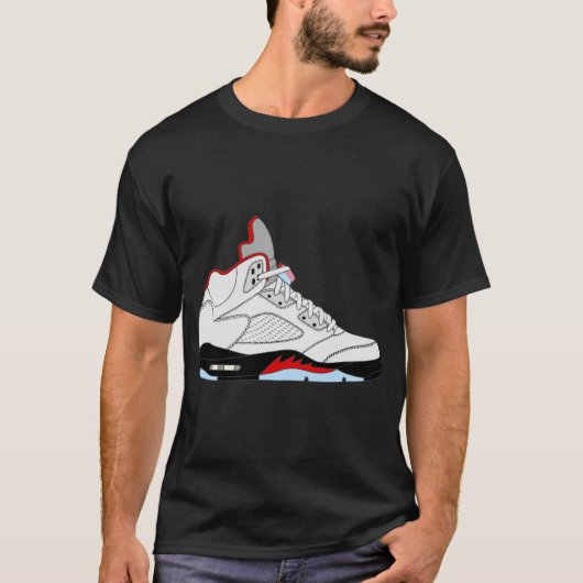 Air Jordan V (5) Feuerrot-Silberzunge T-Shirt (Vorderseite)
