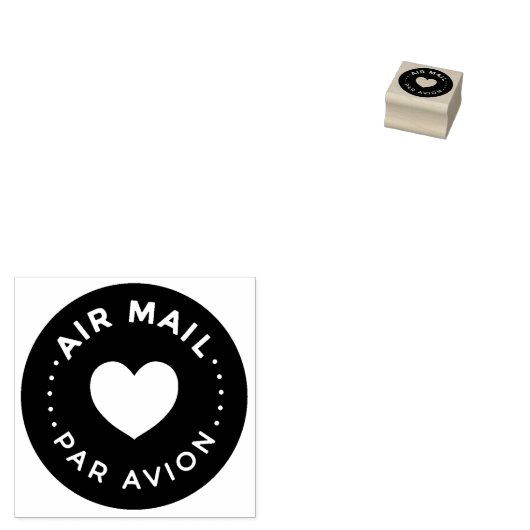 AIR MAIL PAR AVION エアメールスタンプ ハート heart cute love ラ Gummistempel (Stempel)