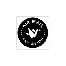 AIR MAIL PAR AVION エアメールスタンプ 折り鶴 鳥 origami bird ラバ