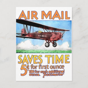 Air Mail Saves Time Postkarte
