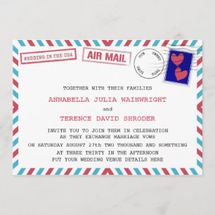 Air Mail Wedding in USA Einladungen