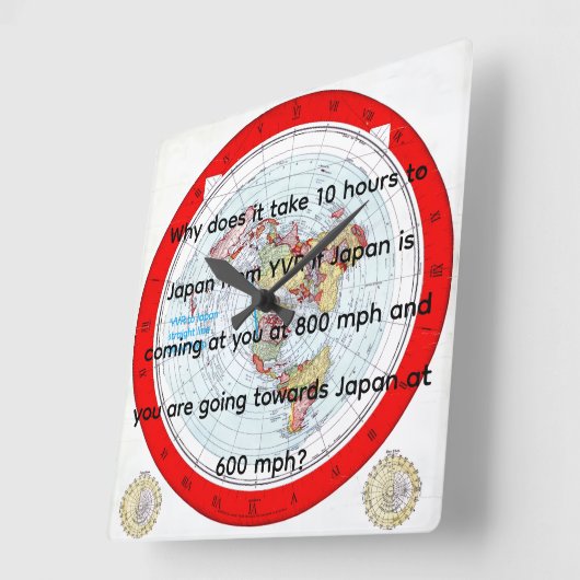 Air Map Quadratische Wanduhr (Winkel)