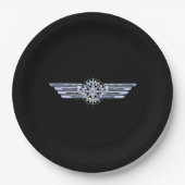 Air Pilot Chrome like Wings Compass auf schwarz Pappteller (Vorderseite)