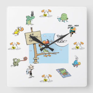 Air traffic Control Swamp Character Clock Quadratische Wanduhr