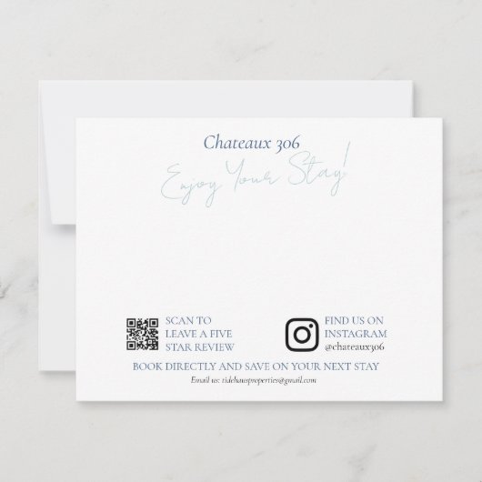 Airbnb and Rental Property Custom Welcome Note Mitteilungskarte (Vorderseite)