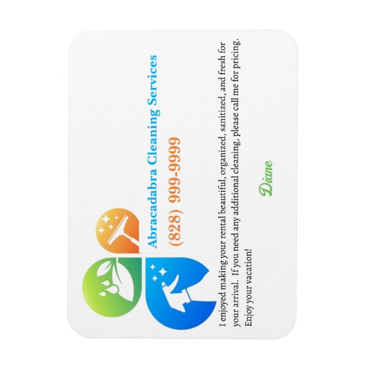 Airbnb Cleaner Contact Magnet (Vertikal)