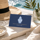 Airbnb Host Coastal Ginger Jar Branding Blue Visitenkarte