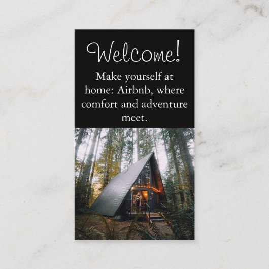 Airbnb House Mietbild QR Code Modernes Schwarz Visitenkarte (Vorderseite)
