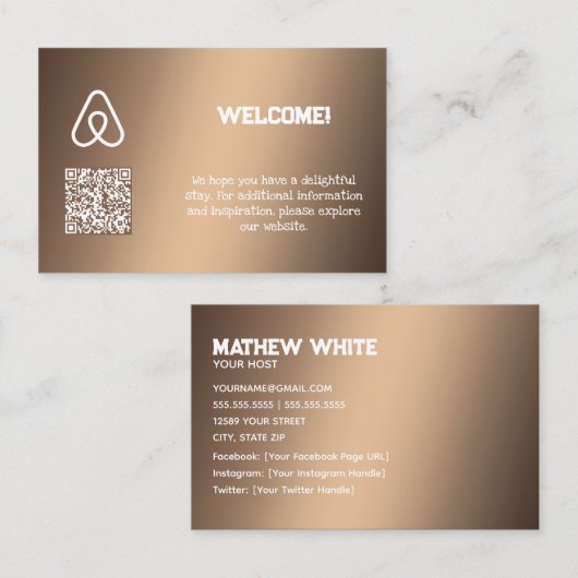 🏠 Airbnb Property Owner Custom QR Visitenkarte (Vorne/Hinten)