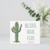 Airbnb Welcome Basket Card Personalized Cactus Einladungspostkarte (Stehend Vorderseite)