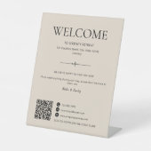 Airbnb Willkommens-Hausmiete QR Code Beige Sockelschild (Vorderseite)