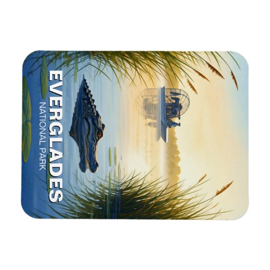 Airboat Alligator Everglades Nationalpark Florida Magnet (Horizontal)