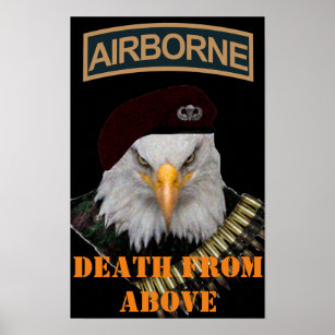 Airborne units bold eagle army style art poster