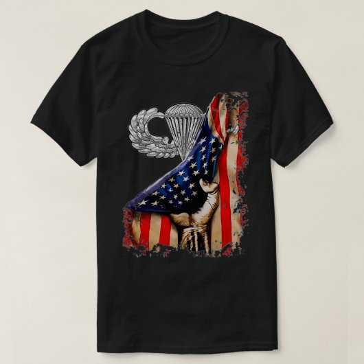 Airborne Wings US Flag Pull Back Military Paratroo T-Shirt (Design vorne)