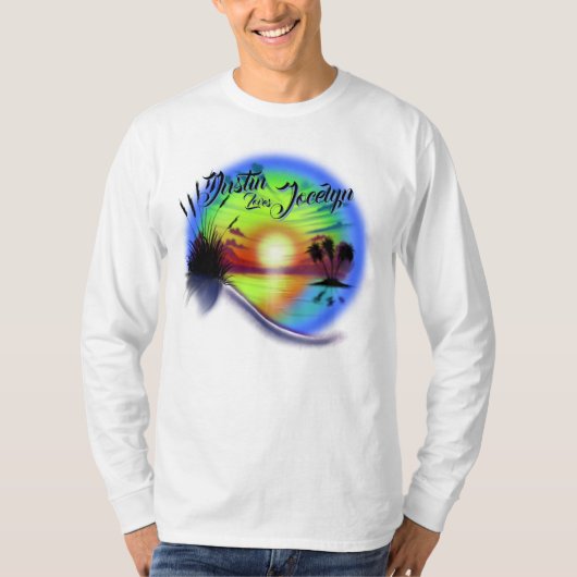 Airbrush Beach-Szene #02 personalisierter T - Shir T-Shirt (Vorderseite)