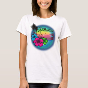 Airbrush Beach-Szene #03 personalisierter T - Shir T-Shirt