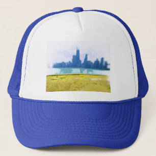 Airbrush-Kunst der Chicago-Skyline Truckerkappe