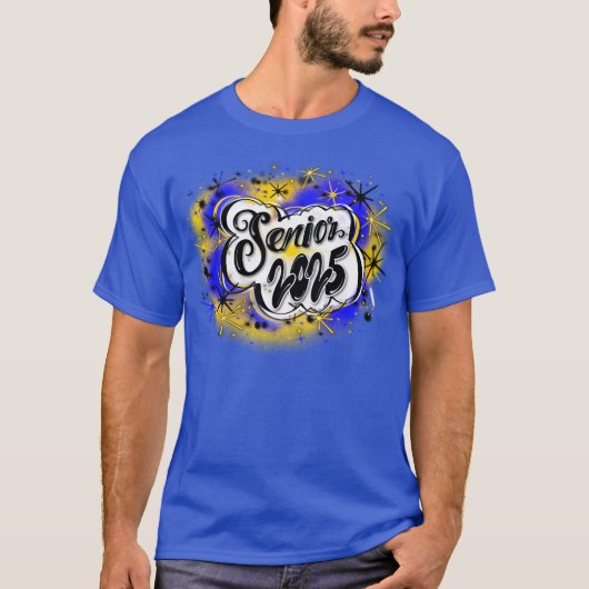 Airbrush Senior 2025 Custom Blue & Yellow Shirt (Vorderseite)