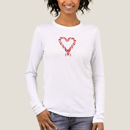 Airbrushed Candy Cane Heart Long Sleeve Tee (Vorderseite)