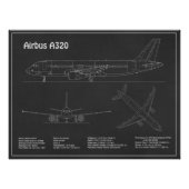 Airbus A320 - Flugzeugkonzept Zeichnend Pläne PD Fotodruck (Vorne)