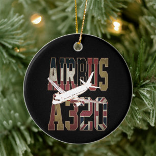 Airbus A320 Jetliner. Vintage Europäische Flaggen Keramik Ornament