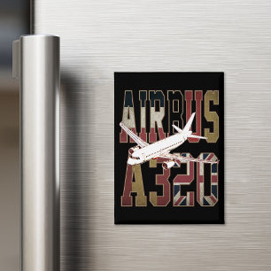 Airbus A320 Jetliner. Vintage europäische Flaggen Magnet
