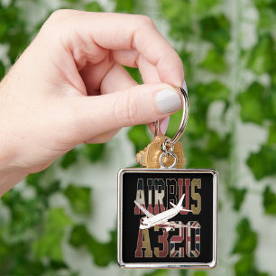 Airbus A320 Jetliner. Vintage europäische Flaggen Schlüsselanhänger