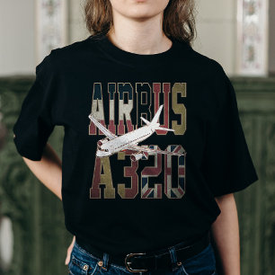 Airbus A320 Jetliner. Vintage europäische Flaggen T-Shirt