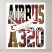 Airbus a320 Jetliner. Vintage European Flags Poster (Vorne)