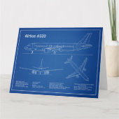 Airbus A320 - Pläne für Zeichnend Flugzeugkonzepte Dankeskarte (Vorderseite)