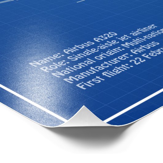 Airbus A320 - Pläne für Zeichnend Flugzeugkonzepte Fotodruck (Ecke)