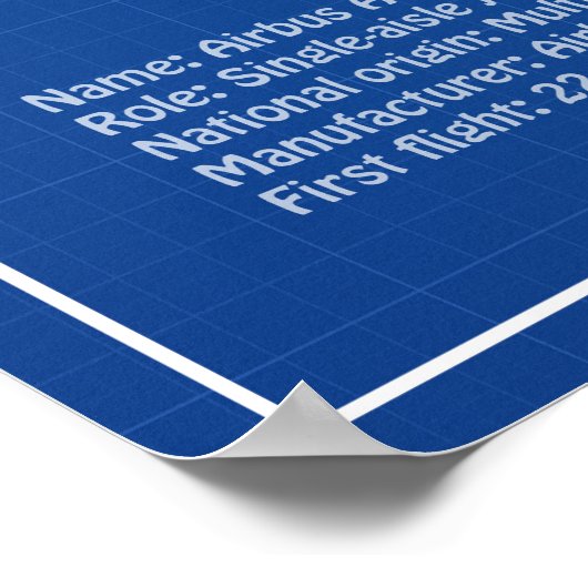 Airbus A320 - Pläne für Zeichnend Flugzeugkonzepte Poster (Ecke)