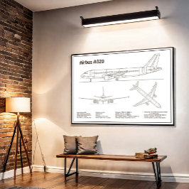 Airbus A320 - Pläne für Zeichnend Flugzeugkonzepte Poster