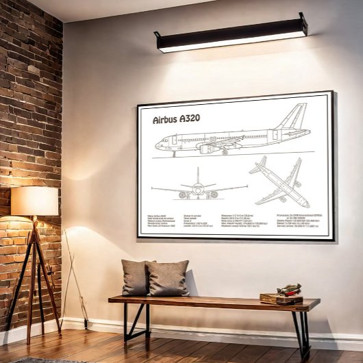 Airbus A320 - Pläne für Zeichnend Flugzeugkonzepte Poster