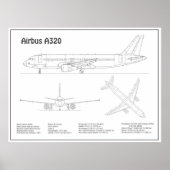 Airbus A320 - Pläne für Zeichnend Flugzeugkonzepte Poster (Vorne)