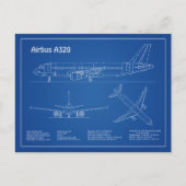 Airbus A320 - Pläne für Zeichnend Flugzeugkonzepte Postkarte (Vorderseite)