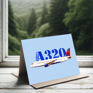 Airbus A320 zeichnend Aquarellfarbe Dankeskarte
