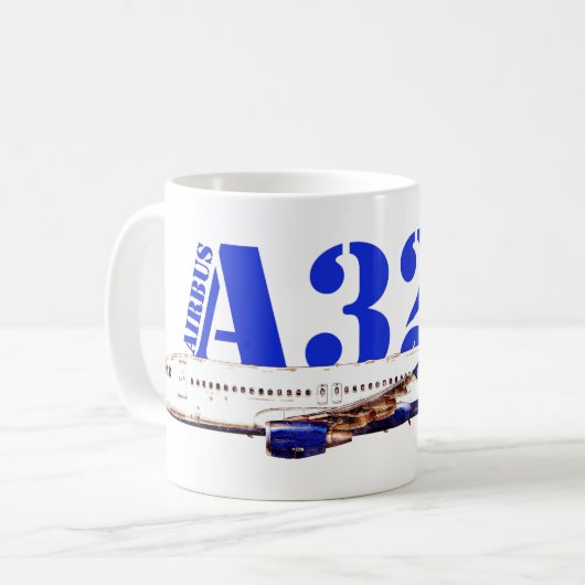 Airbus A320 zeichnend Aquarellfarbe Kaffeetasse (Vorderseite Links)