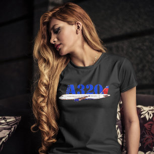 Airbus A320 zeichnend Aquarellfarbe T-Shirt
