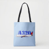 Airbus A320 zeichnend Aquarellfarbe Tasche (Vorderseite)