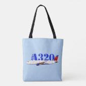 Airbus A320 zeichnend Aquarellfarbe Tasche (Rückseite)