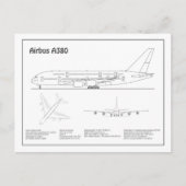 Airbus a380 - Flugzeugkonzept für Zeichnend Pläne Postkarte (Vorderseite)